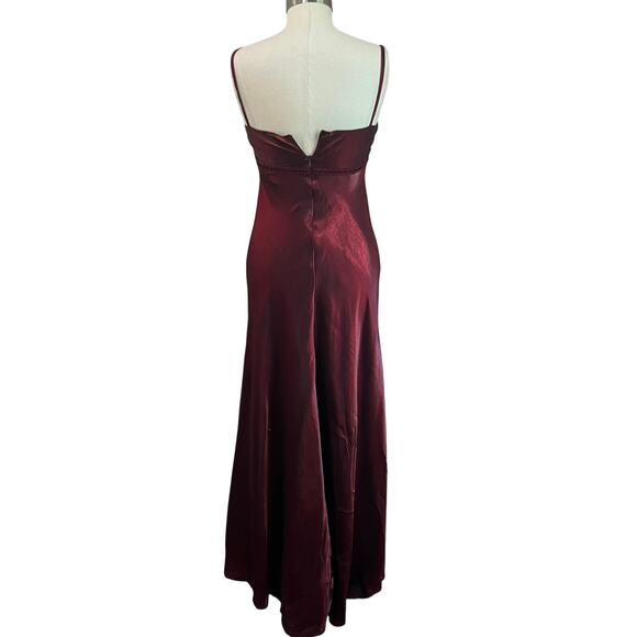 Vintage Y2K 90s Goth Vampire Milkmaid Dark Red Burgundy Prom Dress Sz 4 - Picture 3 of 9